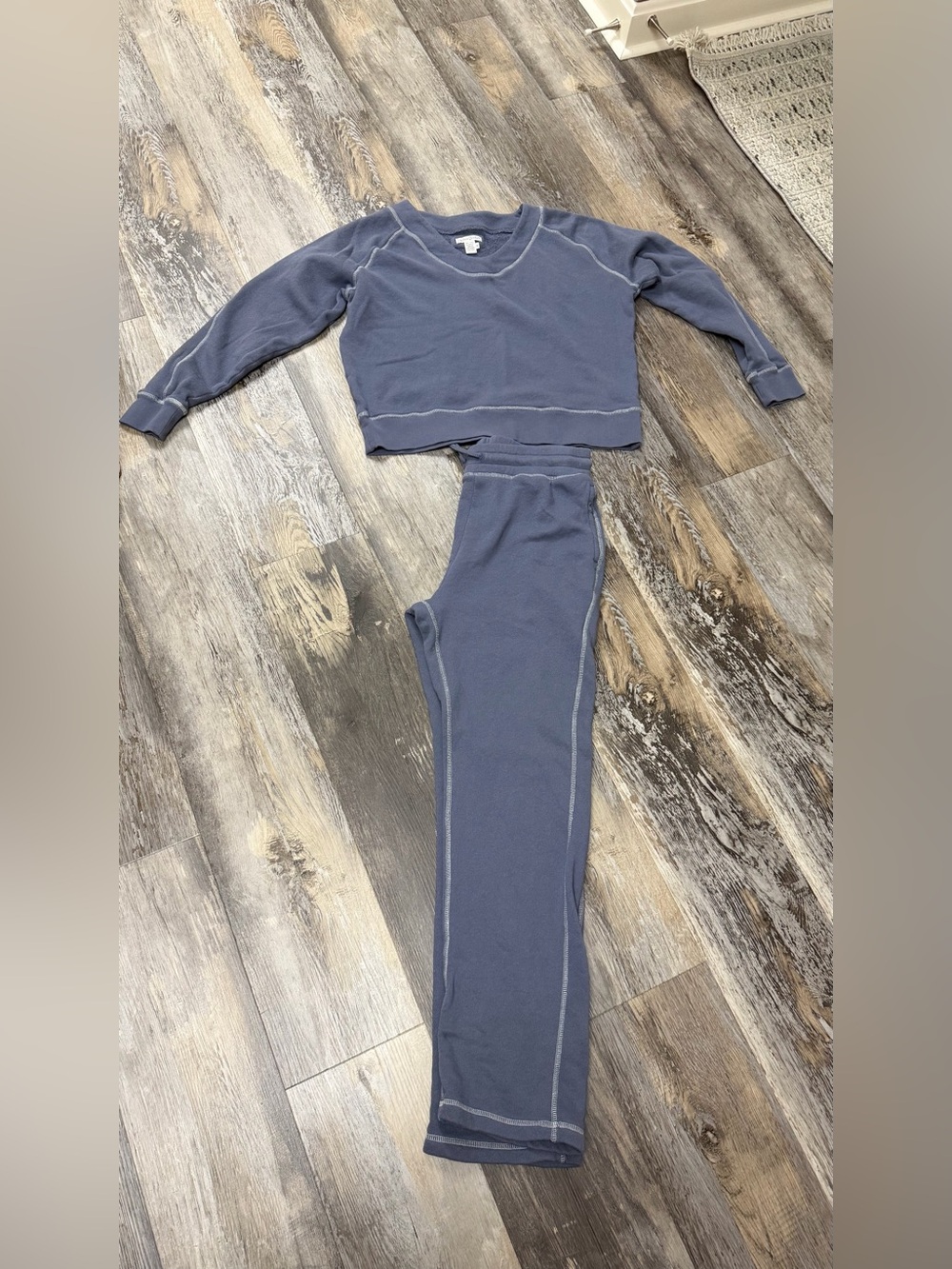 Carbon2Colbart Blue Two-Piece Lounge Set - Cozy Sweatshirt & Drawstring Pants - Picture 2 of 4